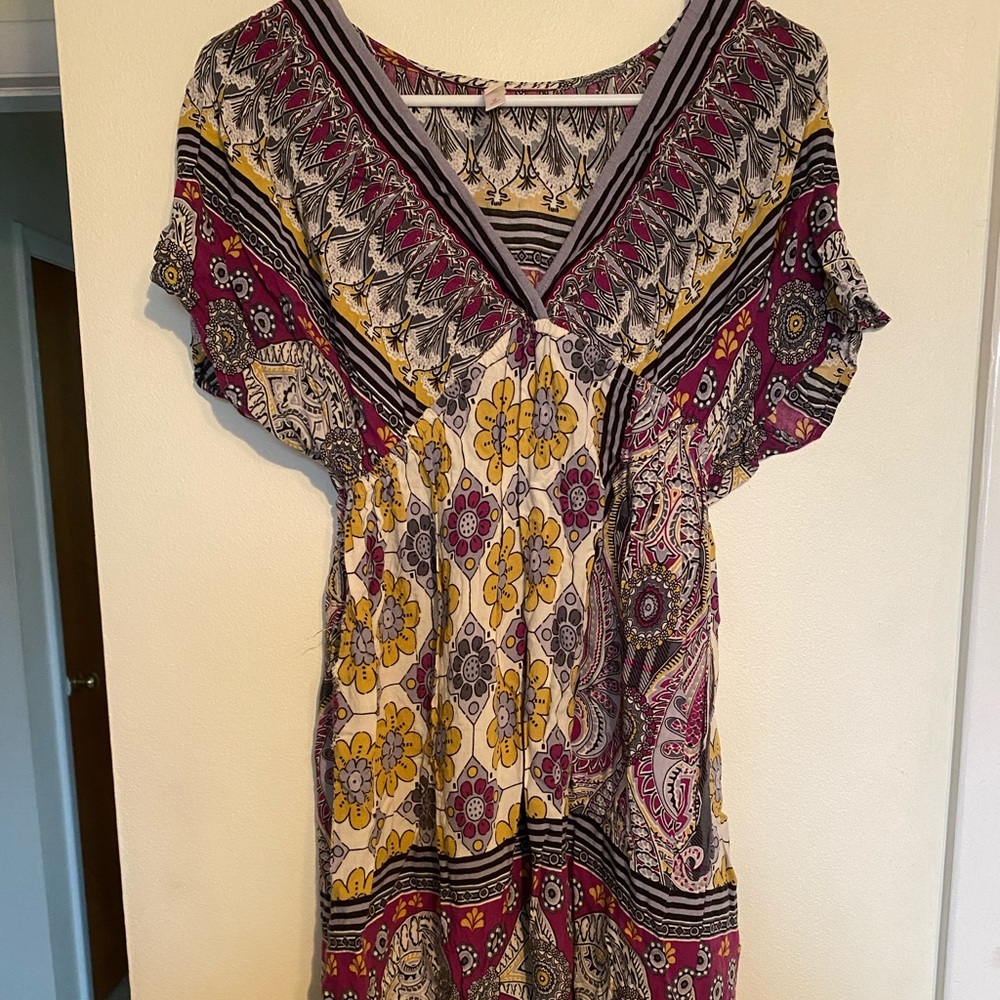 Mosaic print short sleeve dress